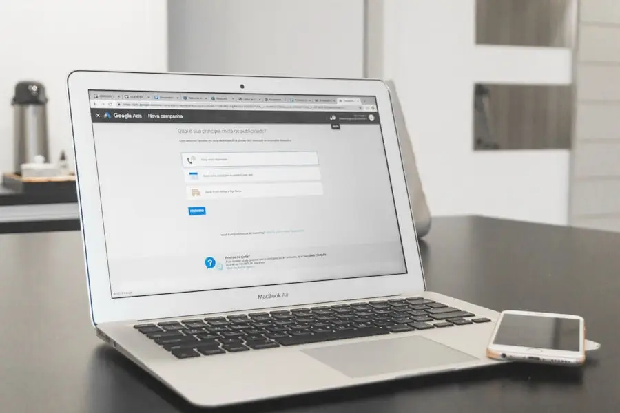 Laptop showing google add page