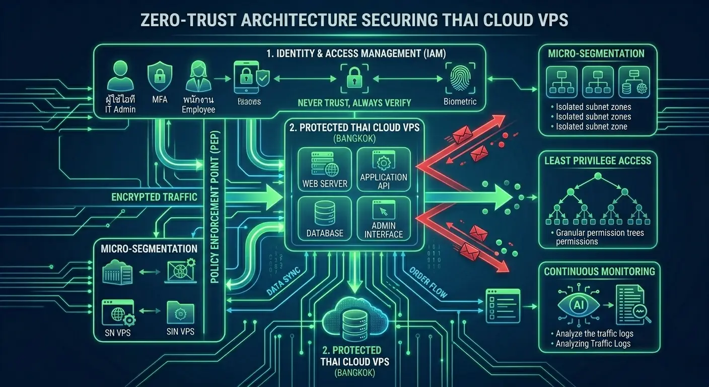 Zero-Trust Private Cloud VPS architecture diagram with micro-segmentation